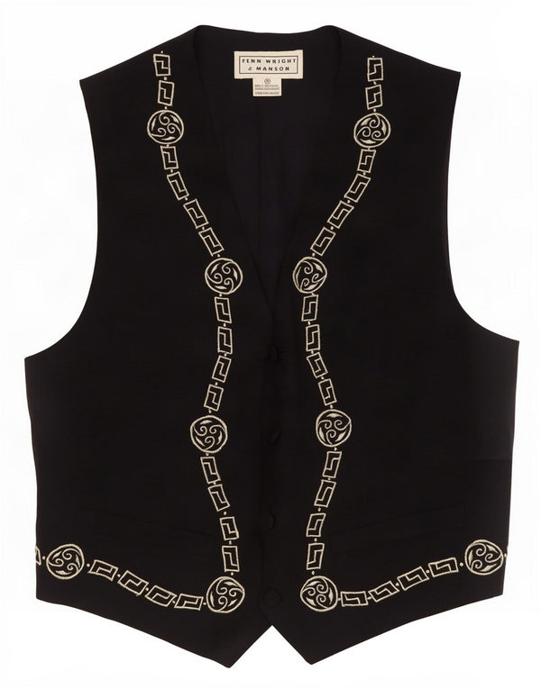 Fenn Wright Manson Damen Weste UK 10 Small Schwarze geometrische Seide