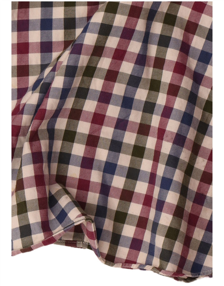 MASSIMO DUTTI Mens Flannel Shirt Medium Multicoloured Gingham Cotton