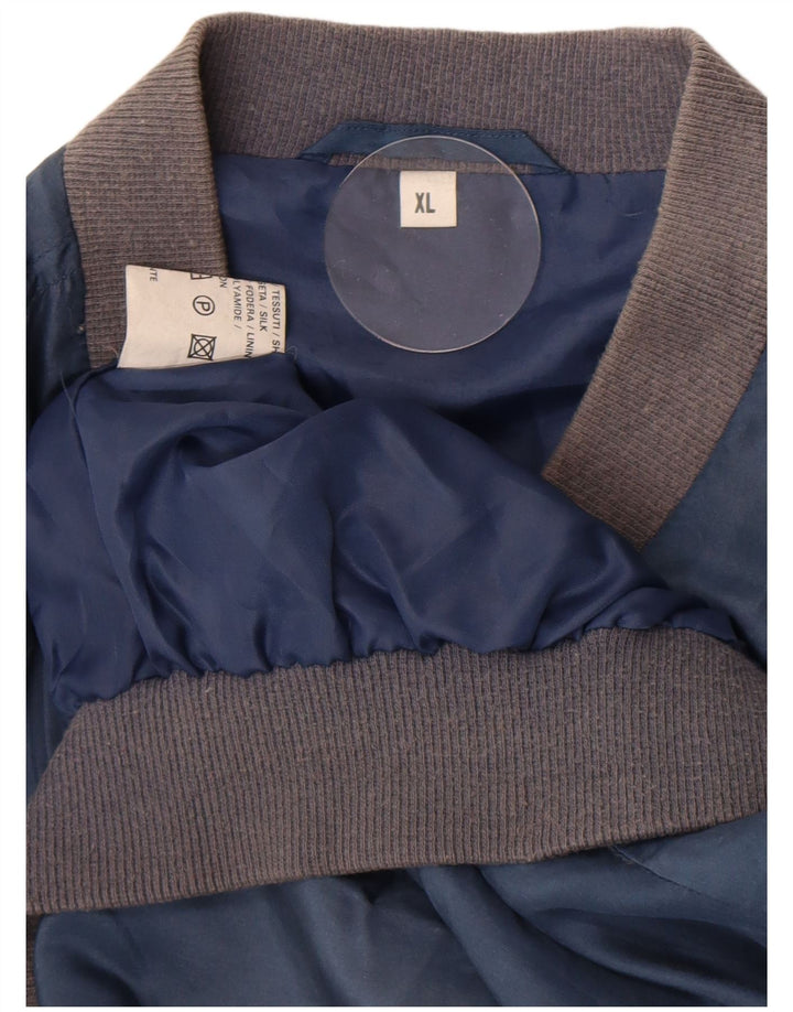 Giubbotto bomber vintage da uomo UK 42 XL in seta blu