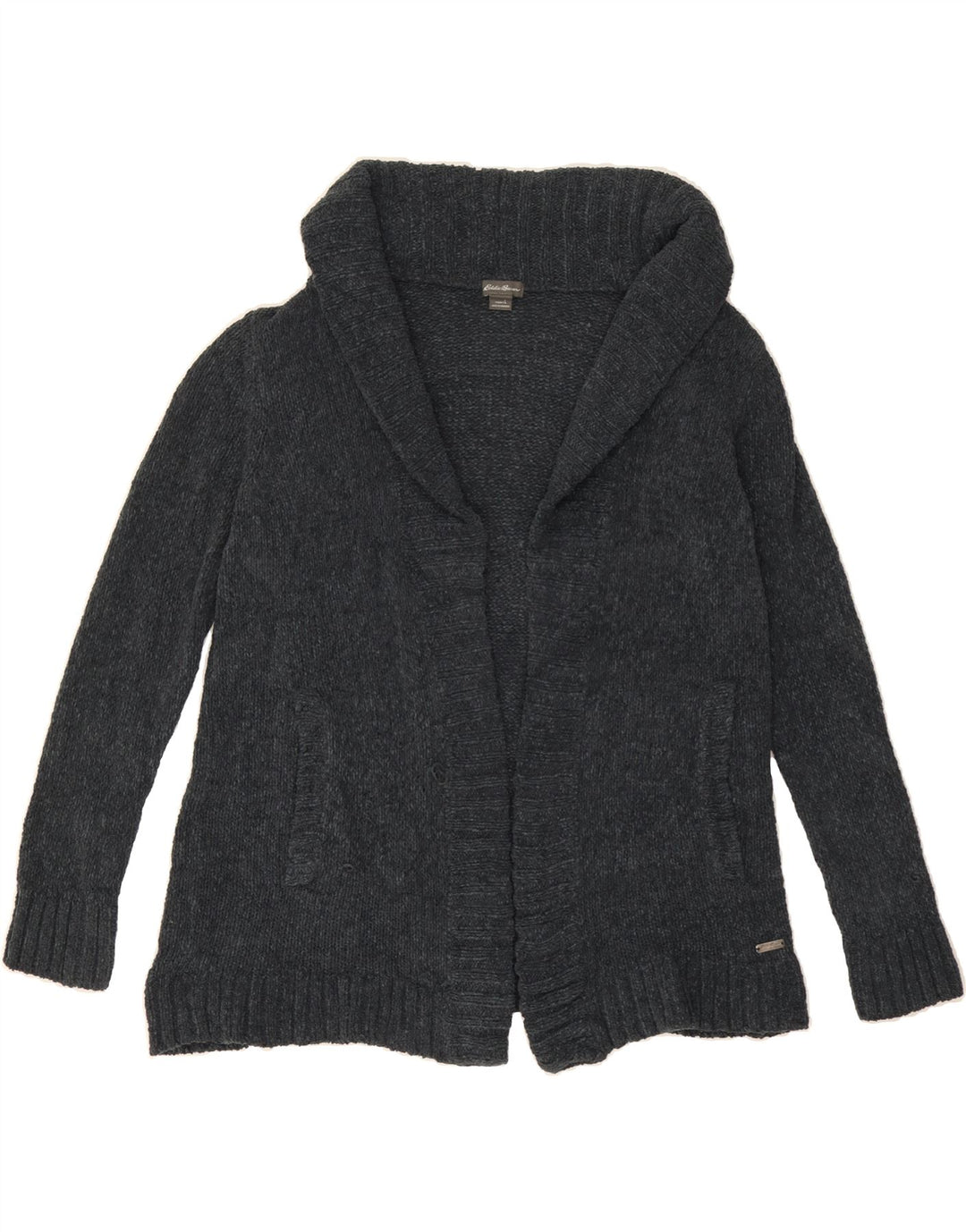 EDDIE BAUER Womens Open Cardigan Sweater UK 16 Large Grey Polyester Vintage Eddie Bauer and Second-Hand Eddie Bauer from Messina Hembry 