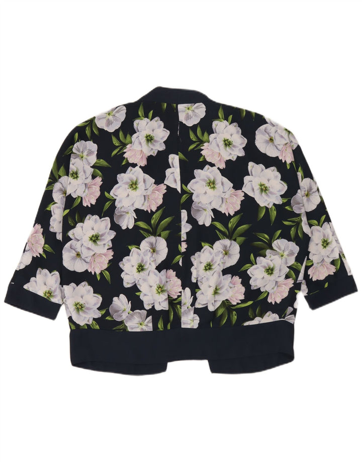 Oasis Womens Oversized Cardigan Top UK 12 Medium Navy Blue Floral