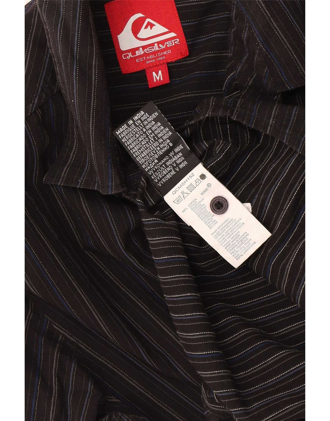 Camicia da uomo Quiksilver in cotone a righe nere medie