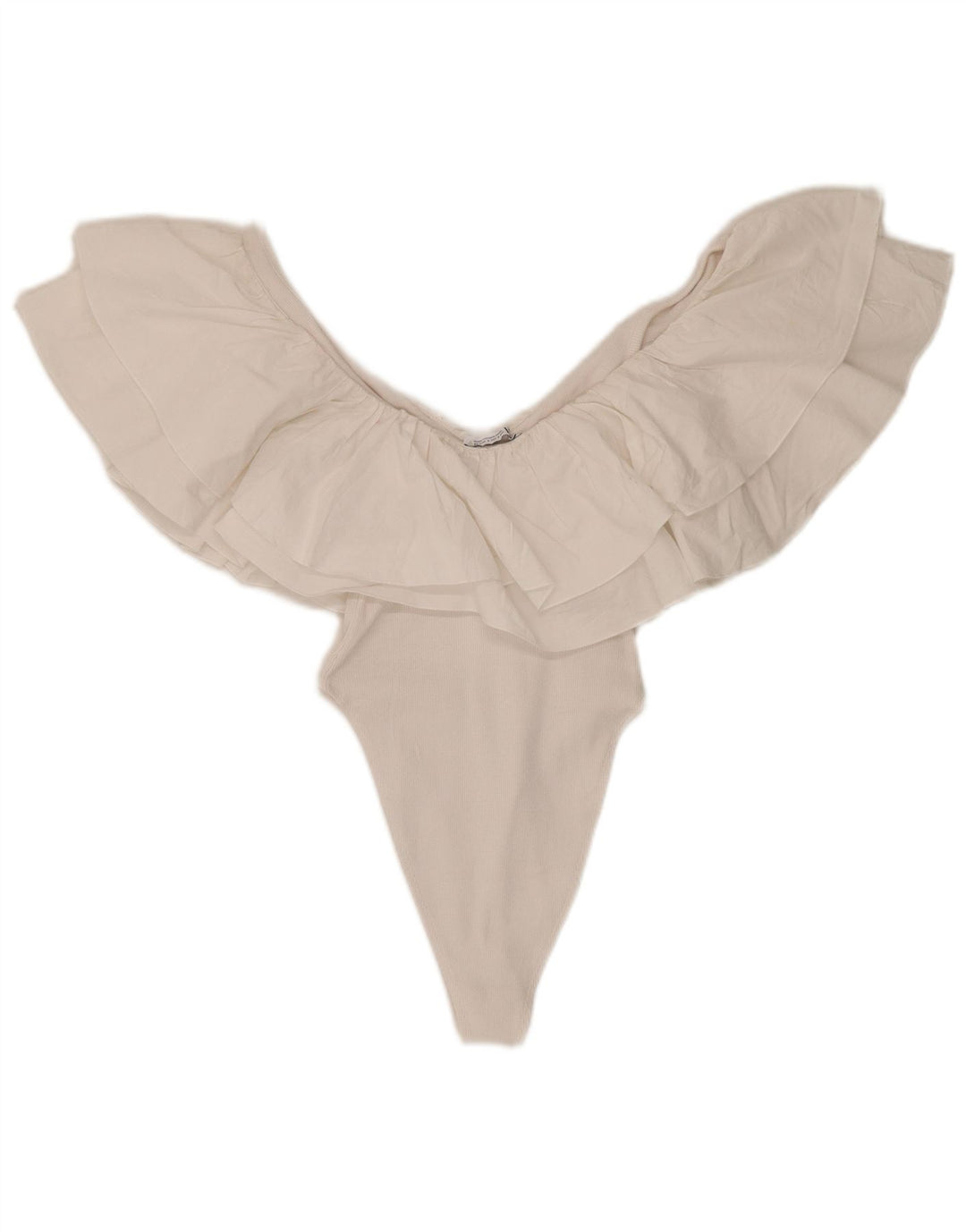 Zara Womens Ruffle Body UK 8 Petit Coton Blanc
