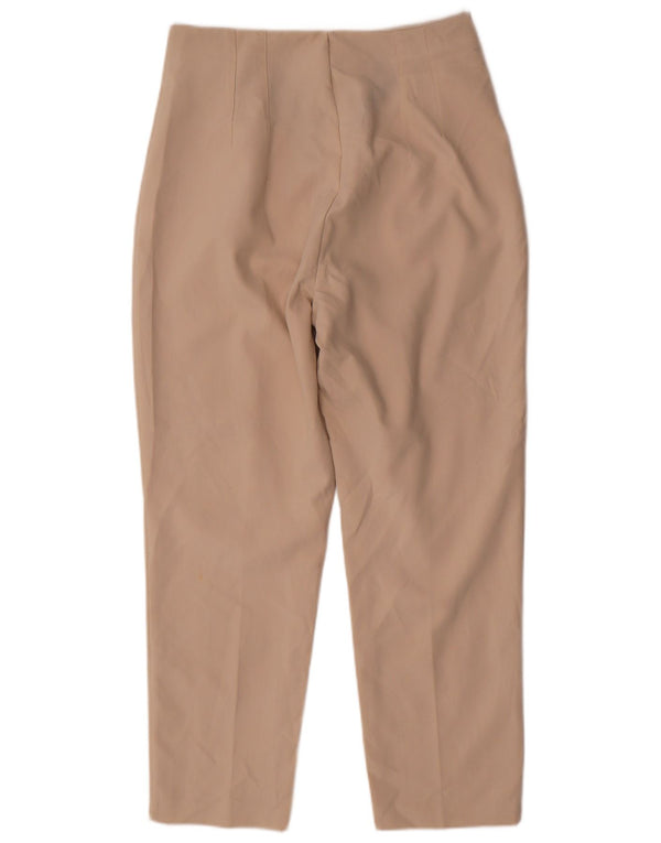Zara Womens High Waist Tapered Suit Trousers Large W30 L28 Beige Polyester