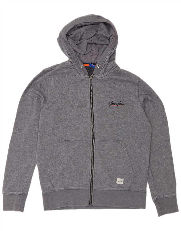 Jack & Jones Mens Zip Hoodie Sweater Medium Grey Flecked Polyester