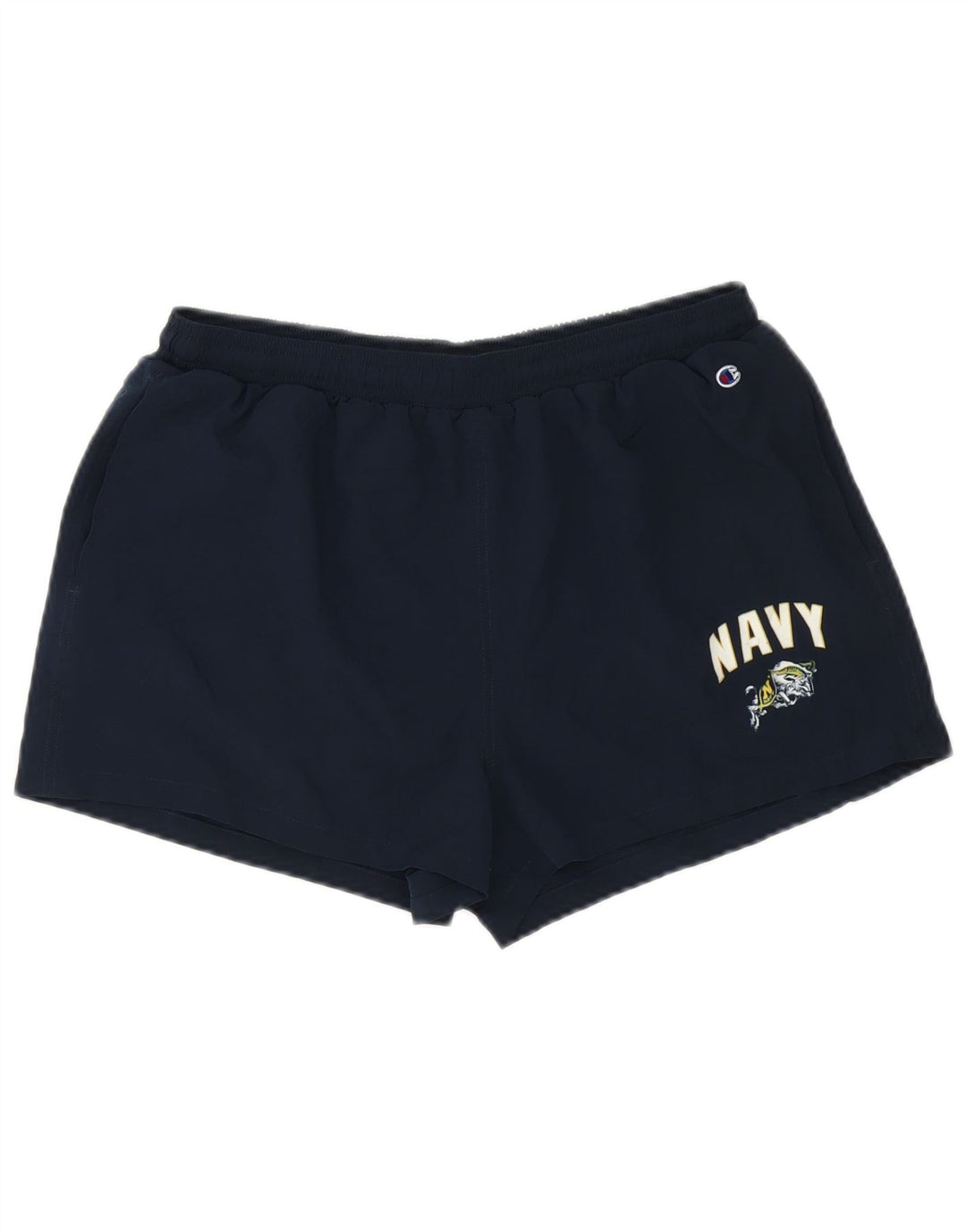 Champion Womens Graphic Sport Shorts UK 12 Medium Navy Blue Polyester