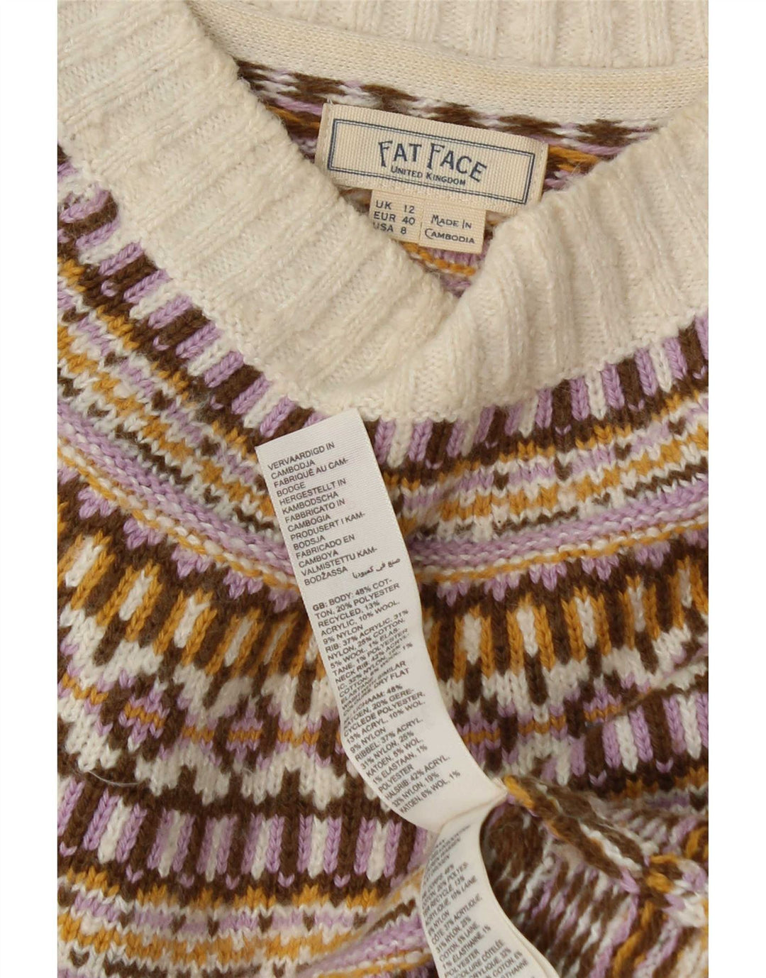 Fat Face Pull col bateau pour femme UK 12 Medium Multicolore