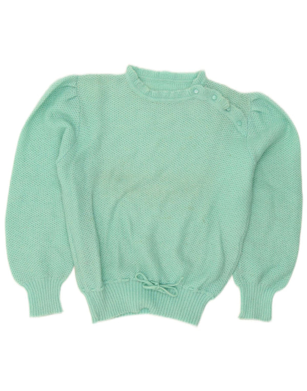 Vintage Womens Crew Neck Jumper Sweater UK 14 Large Turquoise