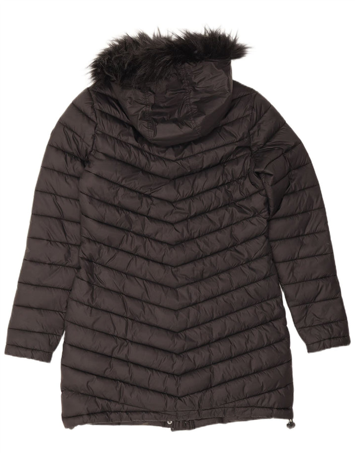 Superdry Womens Hooded Padded Coat UK 14 Medium Black Nylon