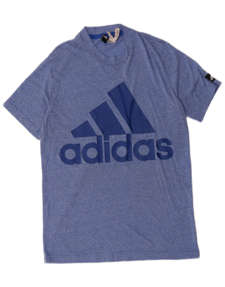 Adidas Mens Graphic T-Shirt Top Medium Blue Flecked Polyester