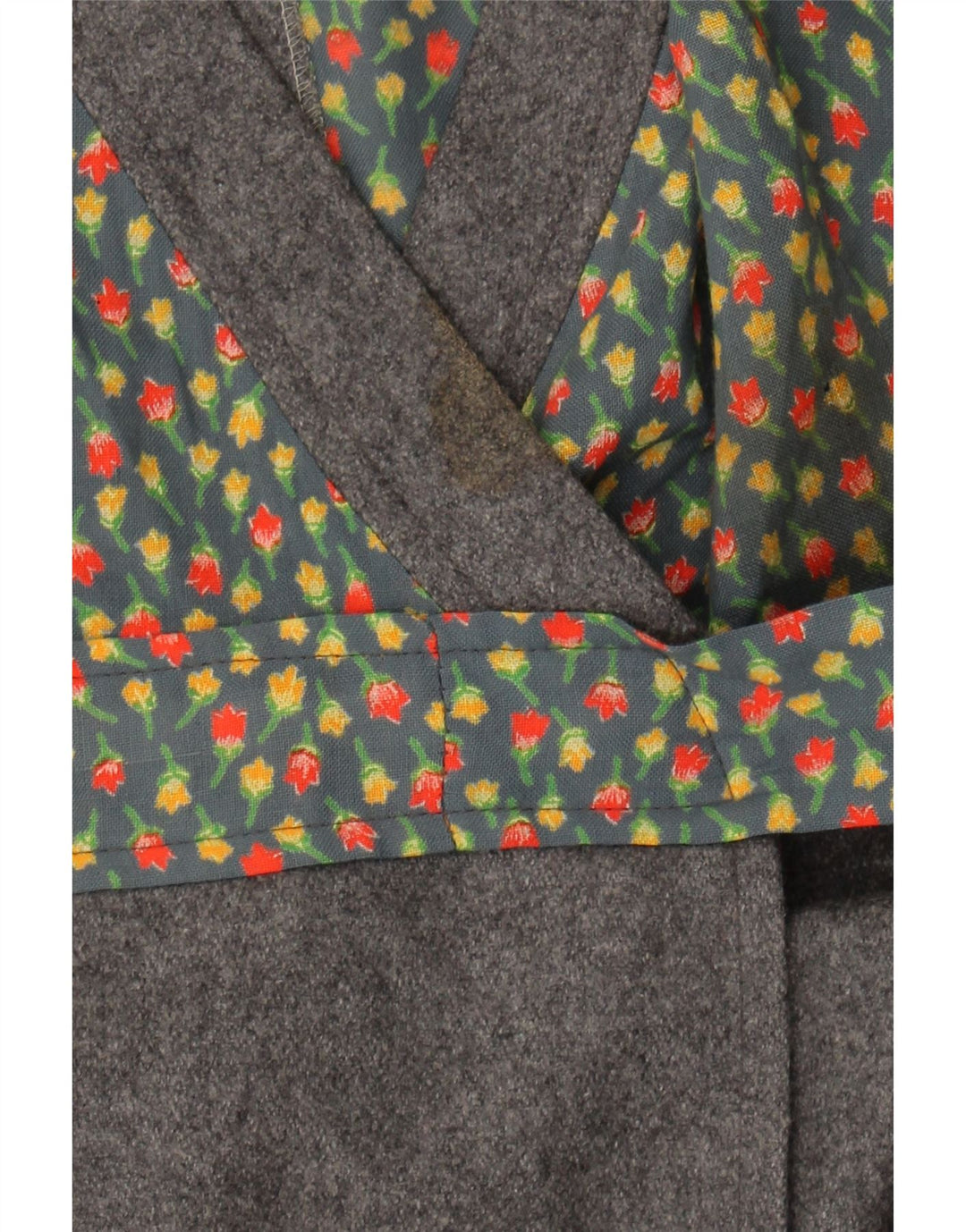 LUSSO Womens Wrap Dress UK 12 Medium Grey Floral Wool Vintage Lusso and Second-Hand Lusso from Messina Hembry 