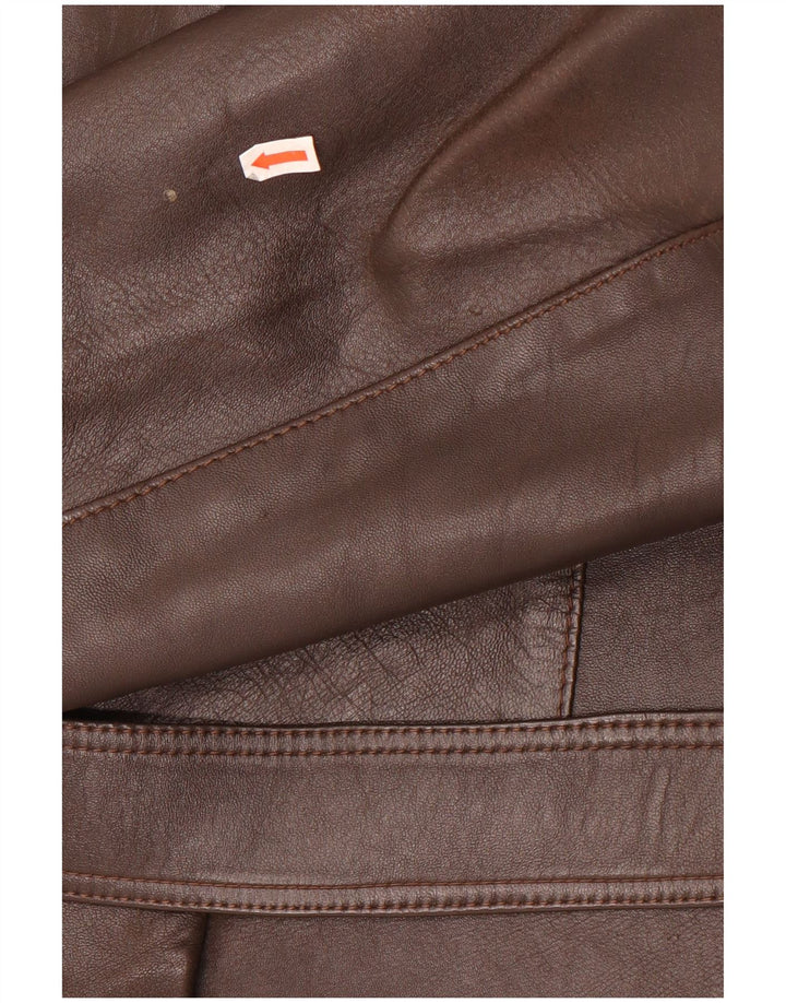 Vintage Mens Military Leather Jacket UK 36 Small Brown