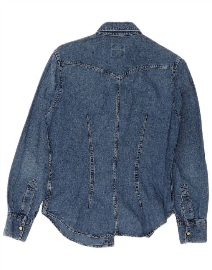 Rifle Womens Denim Shirt UK 10 Small Blue