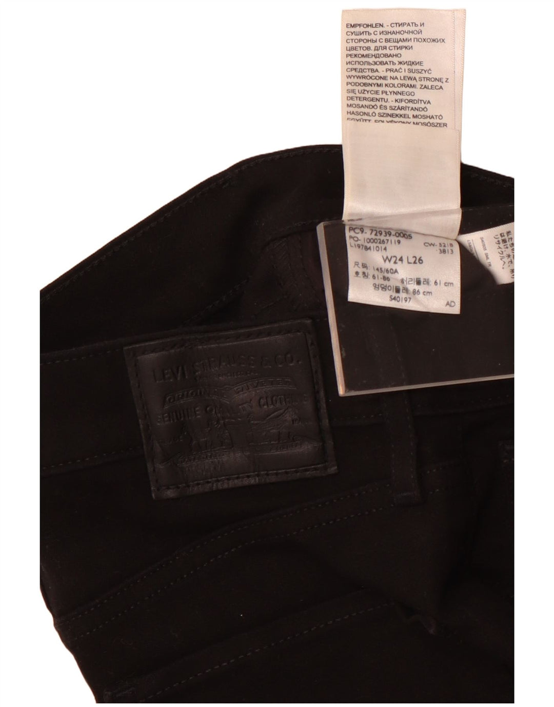 Levi's Womens Bootcut Jeans W24 L26 Black Cotton