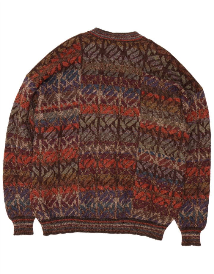Intiwara Mens Cardigan Sweater Large Multicoloured Geometric Alpaca Wool