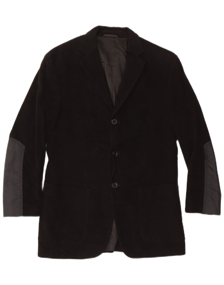 Hugo Boss Mens 3 Button Blazer Jacket IT 46 Small Black Colourblock Cotton