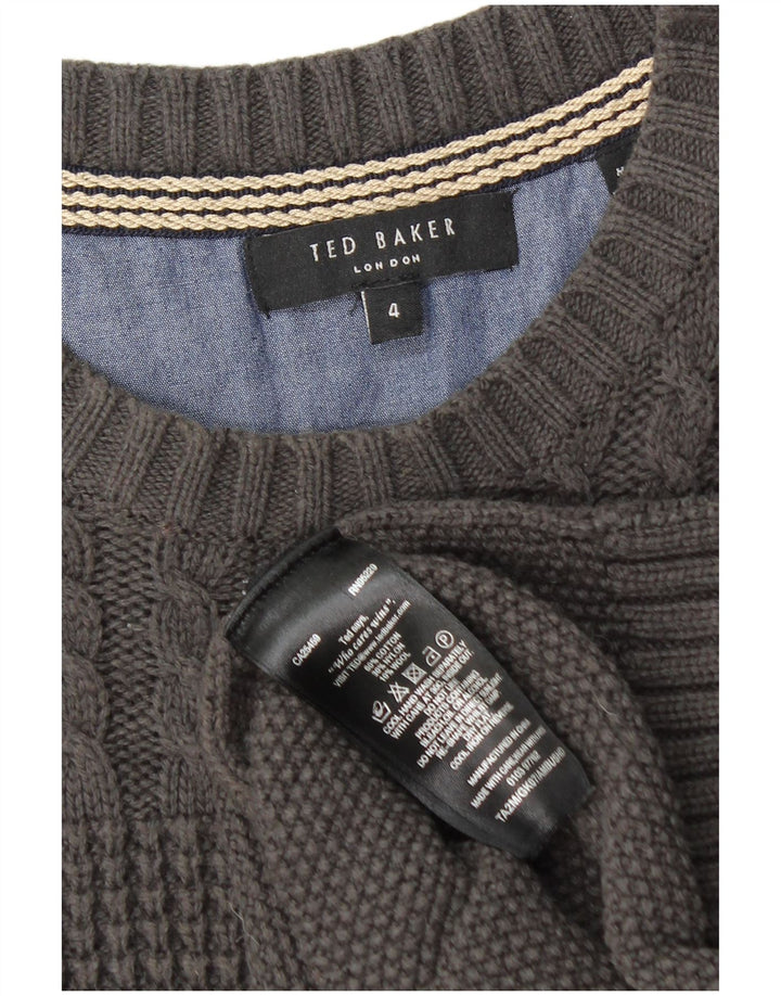 Maglione maglione con scollo a barca da donna Ted Baker taglia 4 grande cotone grigio