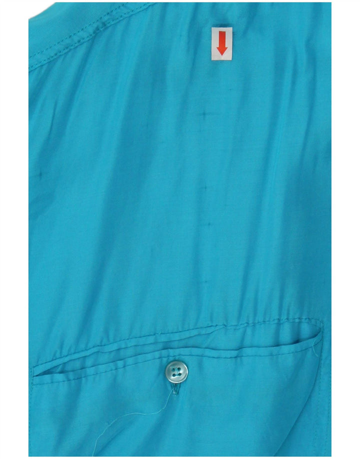STEFANEL Womens Oversized Short Sleeve Shirt UK 10 Small Blue Viscose