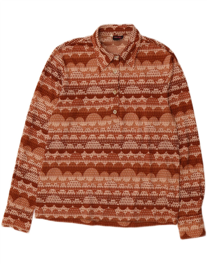 ELLA Womens Pullover Shirt IT 48 XL Brown Geometric Vintage Ella and Second-Hand Ella from Messina Hembry 