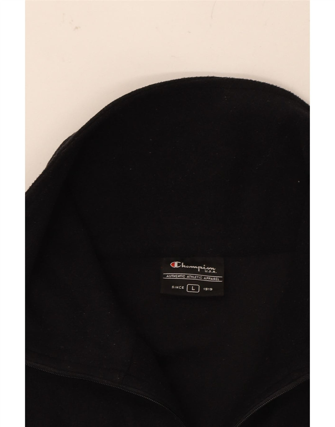 CHAMPION Mens Zip Neck Fleece Jumper Large Black Vintage Champion and Second-Hand Champion from Messina Hembry 