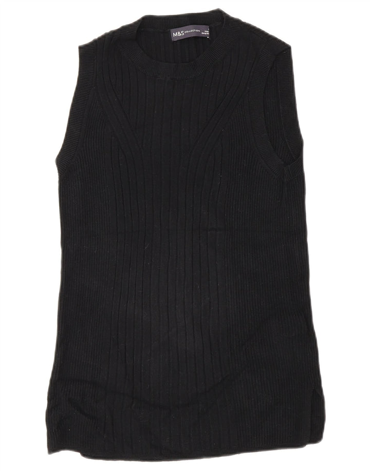Marks & Spencer Womens Vest Top UK 14 Medium Black Viscose