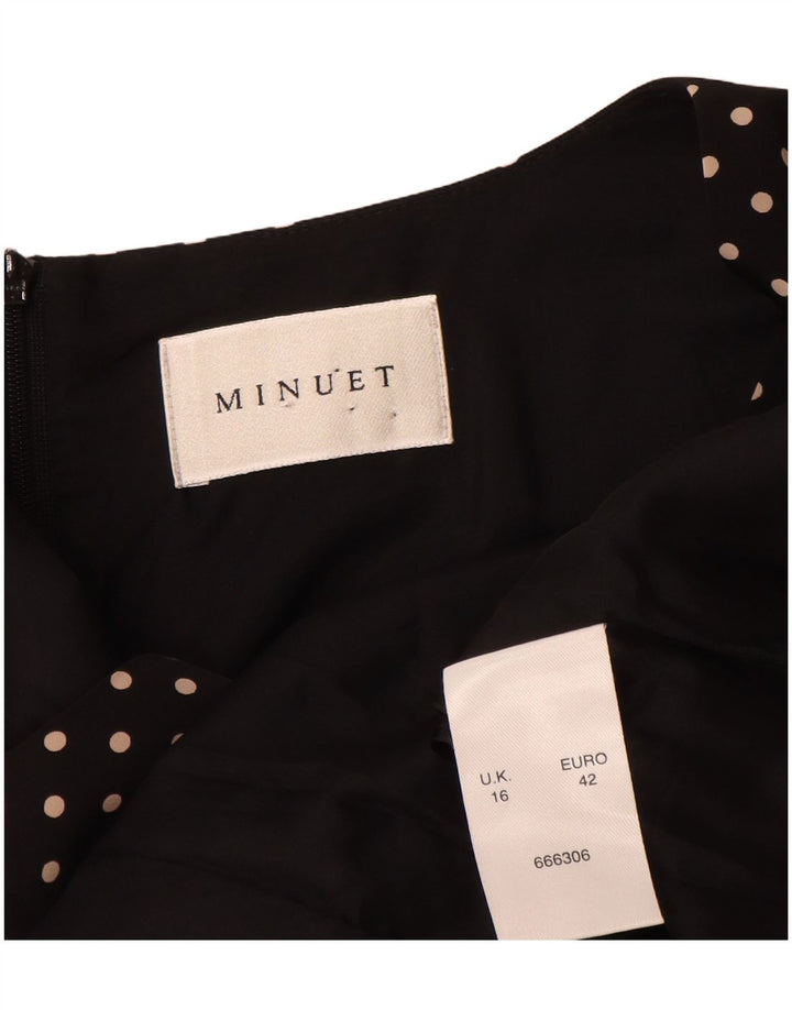 Minuet Womens Sheath Dress UK 16 Large Black Polka Dot Polyester