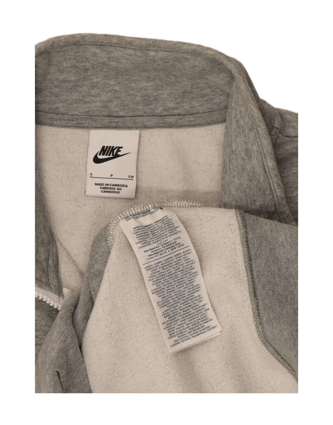 NIKE Mens Zip Neck Sweatshirt Jumper Small Grey Cotton Vintage Nike and Second-Hand Nike from Messina Hembry 
