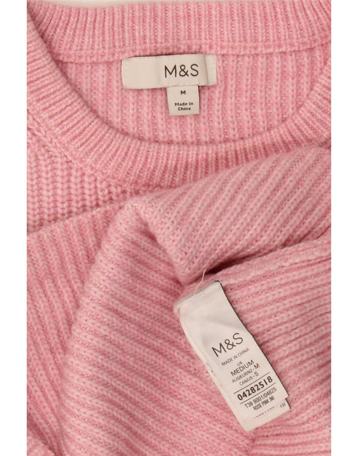 Maglione maglione con scollo a barca da donna Marks & Spencer UK 14 Poliestere rosa medio