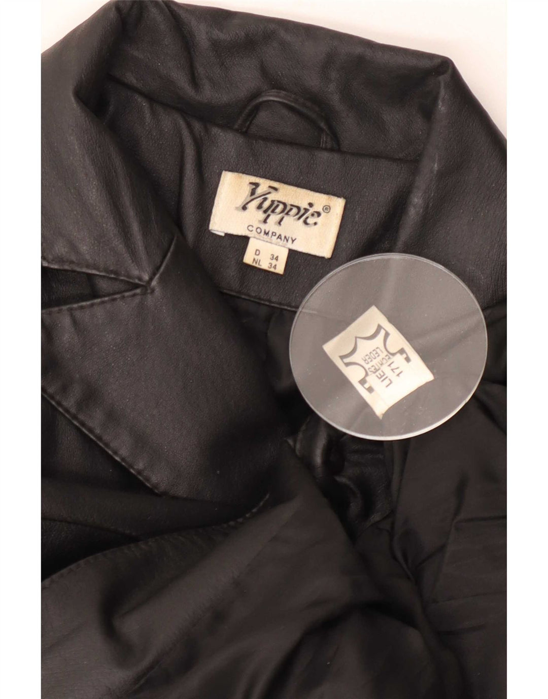 Yuppie Abrigo de cuero extragrande para mujer EU 34 XS Negro