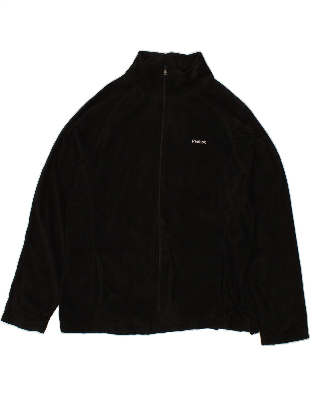 REEBOK Womens Fleece Jacket UK 18 XL Black Polyester Vintage Reebok and Second-Hand Reebok from Messina Hembry 
