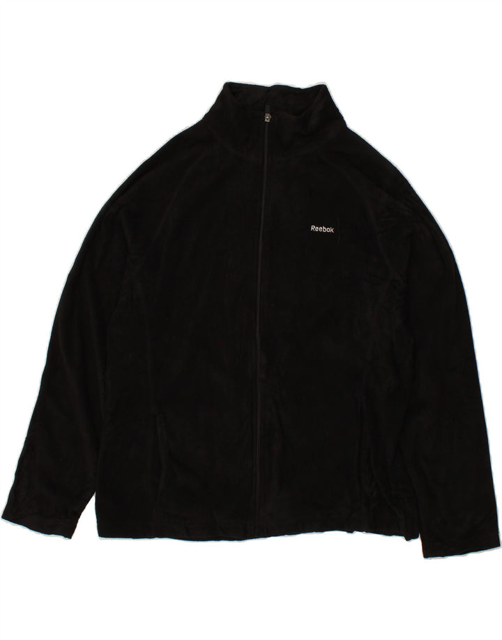 REEBOK Womens Fleece Jacket UK 18 XL Black Polyester Vintage Reebok and Second-Hand Reebok from Messina Hembry 
