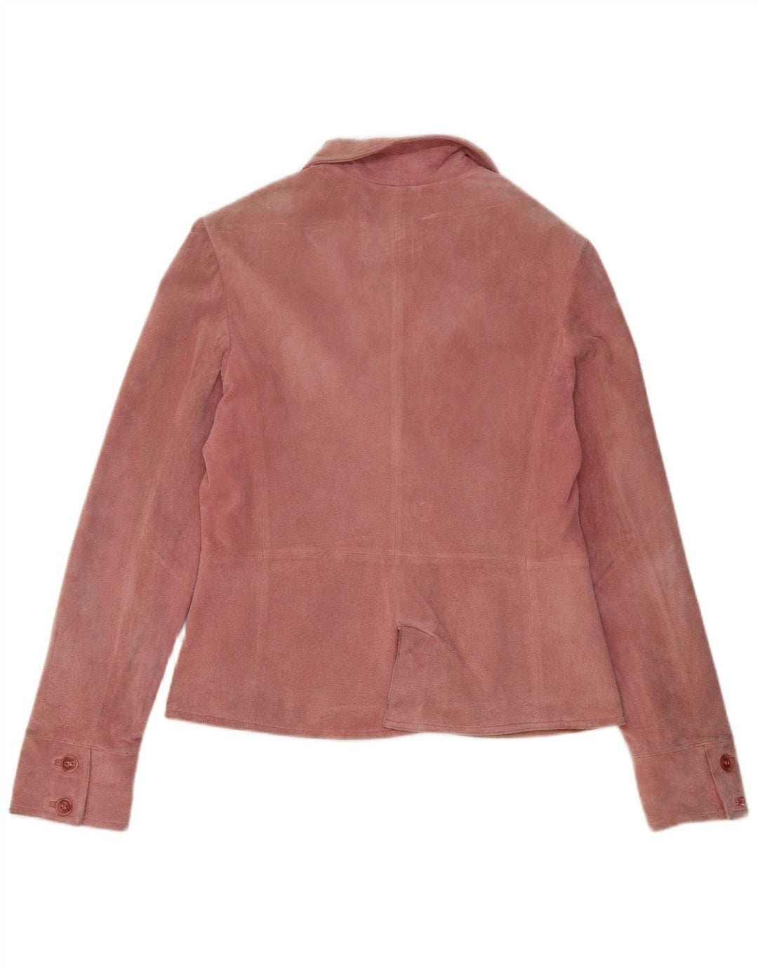 VINTAGE Damen 2-Knopf-Wildleder-Blazerjacke IT 46 Großes rosa Leder