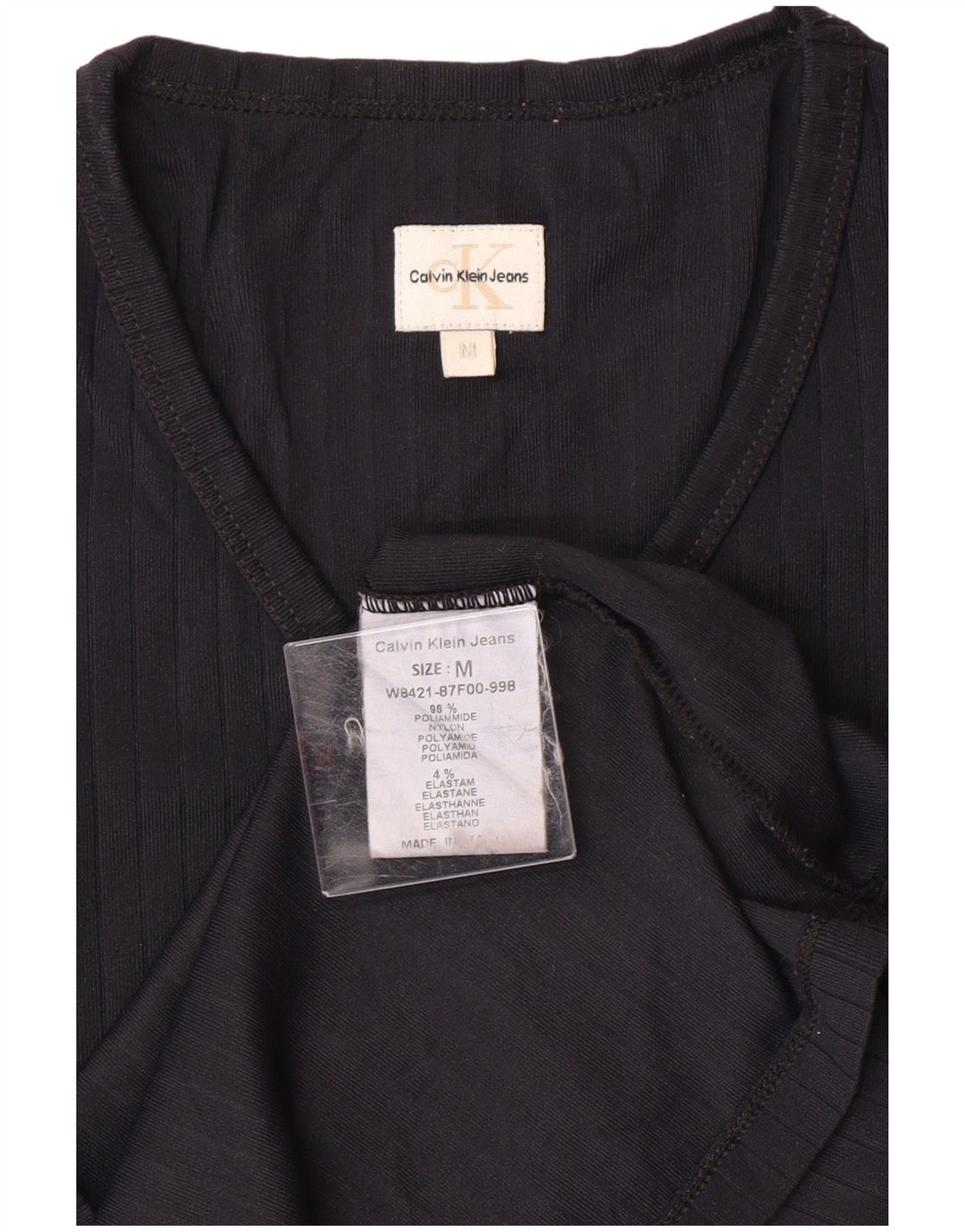 CALVIN KLEIN JEANS Dame Top Langærmet UK 12 Medium Navy Blue Polyamid