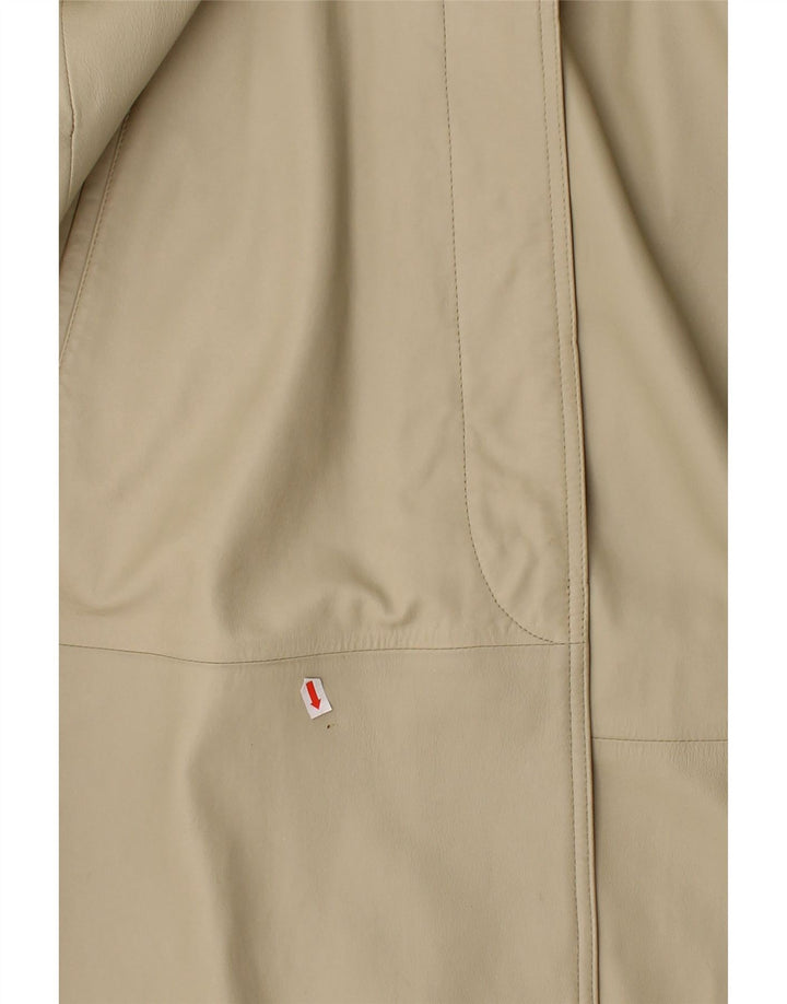 VINTAGE Læderfrakke til kvinder UK 18 XL Beige