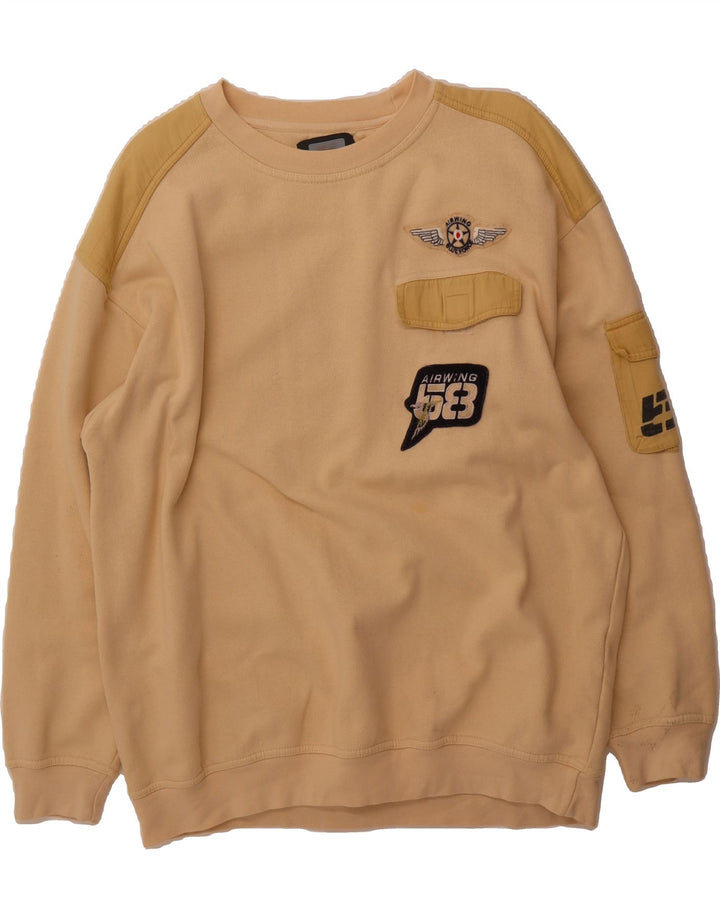 VINTAGE Mens Graphic Sweatshirt Jumper Large Beige Cotton Vintage Vintage and Second-Hand Vintage from Messina Hembry 