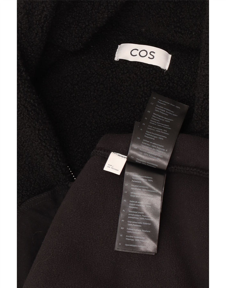 Cos Herren-Fleecepullover mit Reißverschluss am Hals, groß, aus schwarzem Polyester