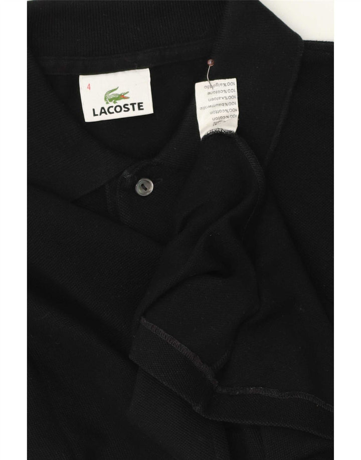 Lacoste Mens Long Sleeve Polo Shirt Size 4 Medium Black Cotton