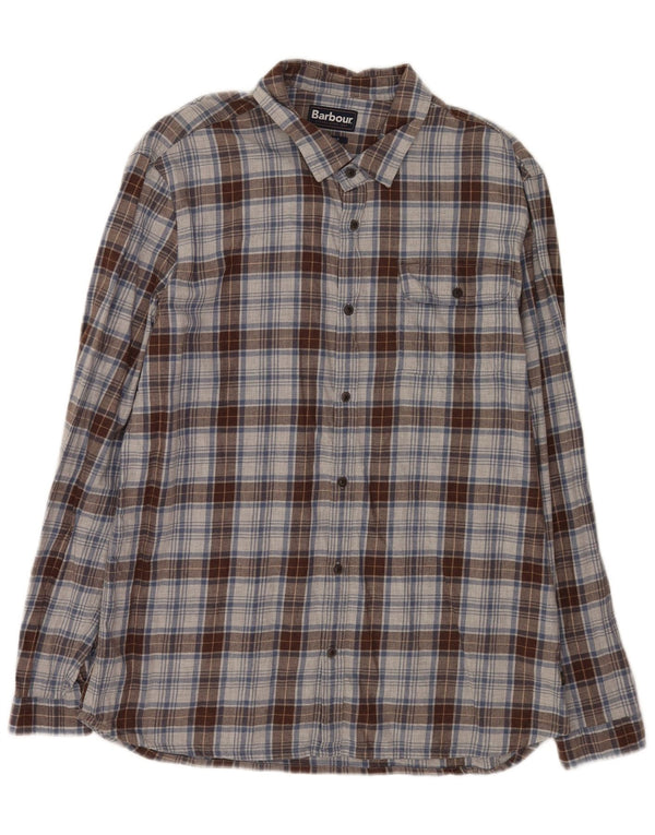 Barbour Mens Tailored Fit Flannel Shirt XL Grey Check Cotton
