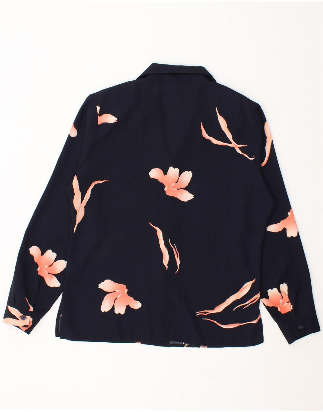 MICHAEL GOLD Womens Shirt Blouse UK 12 Medium Navy Blue Floral Polyester Vintage Michael Gold and Second-Hand Michael Gold from Messina Hembry 