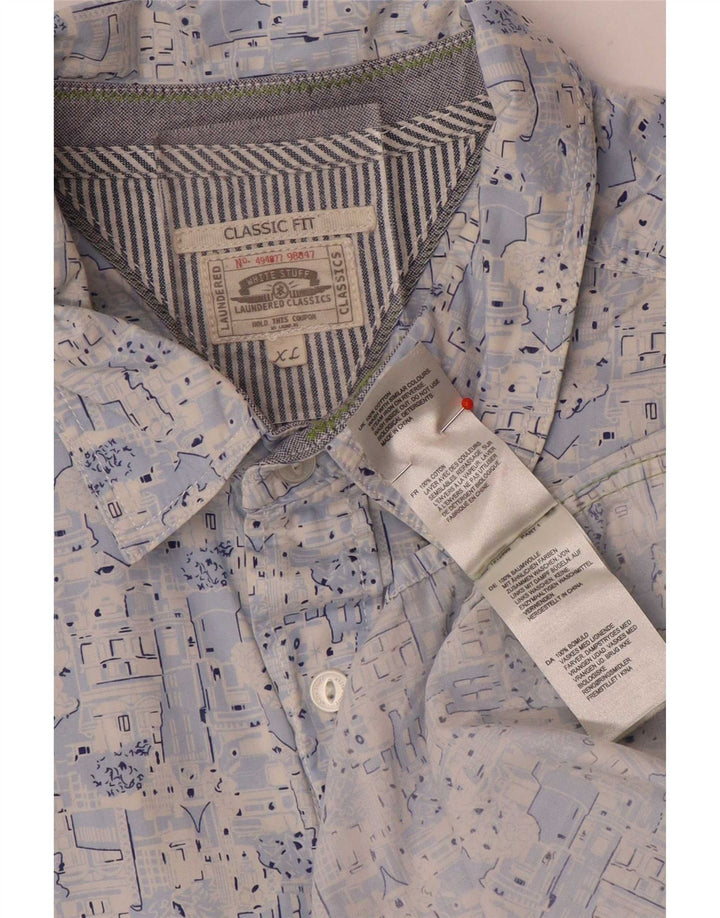 White Stuff Herren-Hemd mit abstraktem Muster, klassische Passform, XL, Blau, Baumwolle