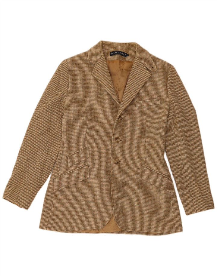 Ralph Lauren Womens 3 Button Blazer Jacket US 10 Large Brown Check