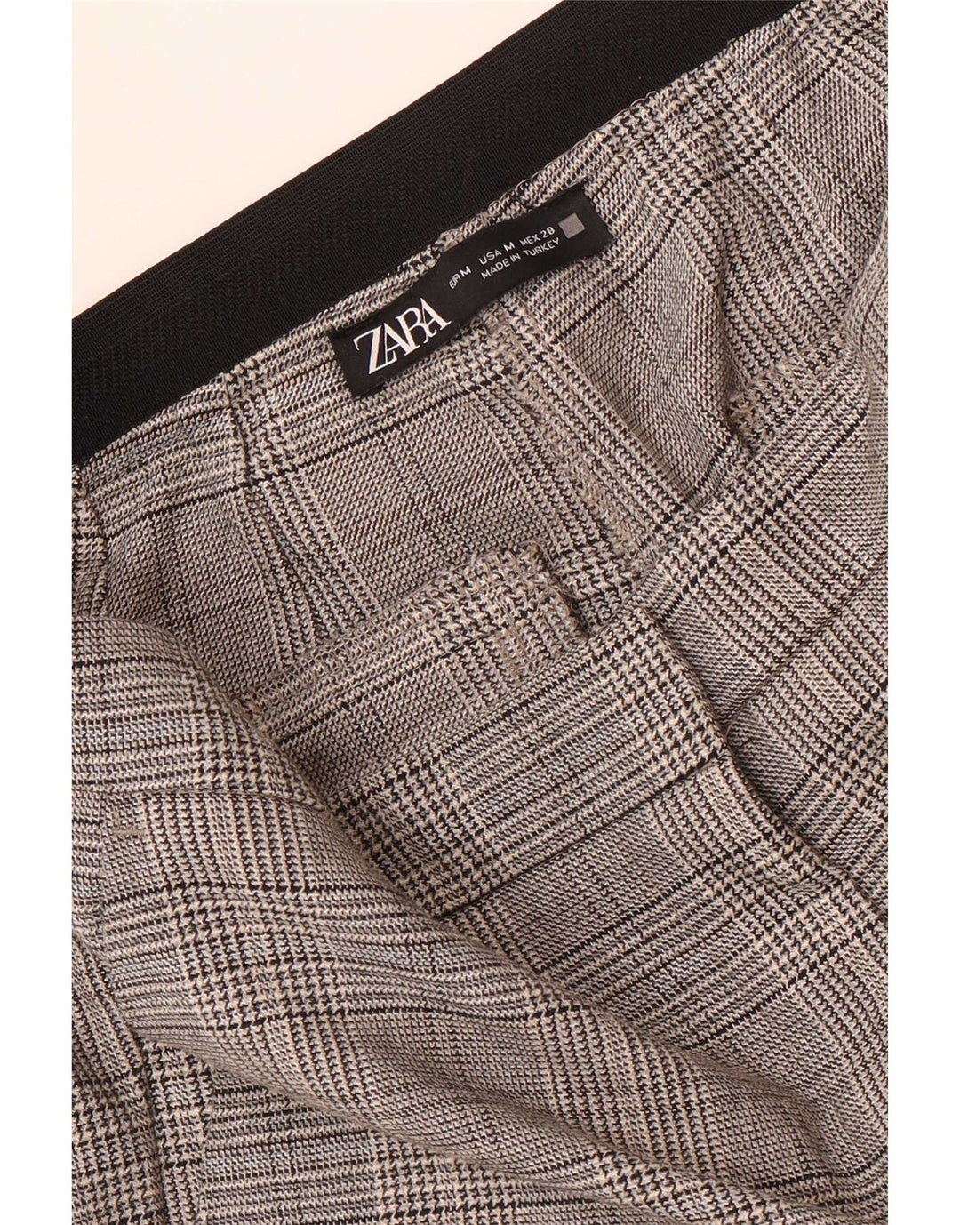 Zara Womens Slim Chino Trousers Medium W28 L28 Grey Houndstooth