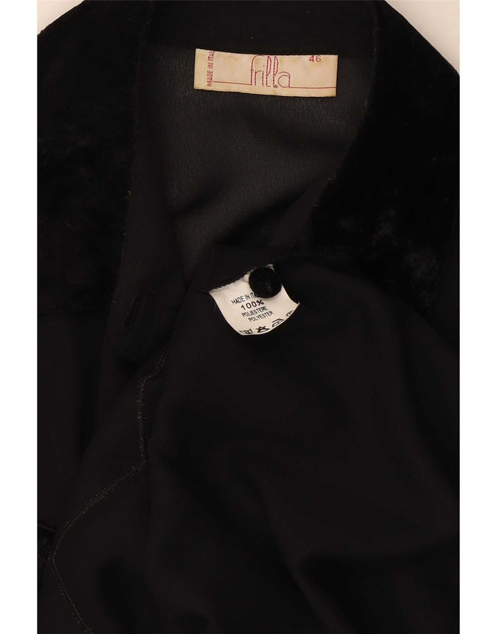 Blusa vintage para mujer IT 46 Poliéster a rayas negras grandes