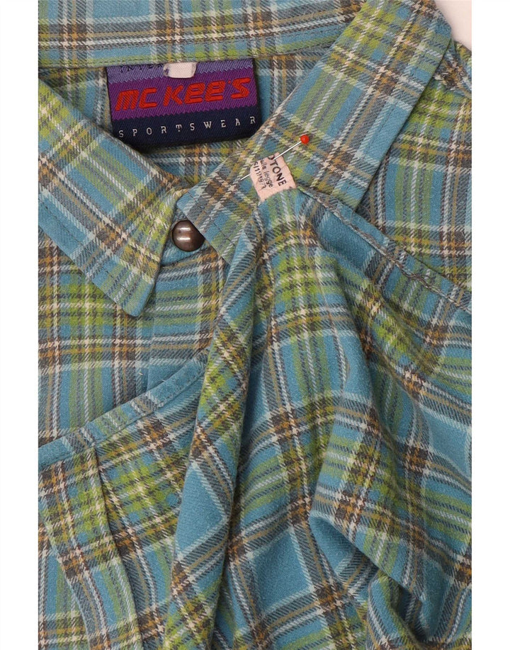 MC Kee's Mens Flannel Shirt Large Blue Check Cotton