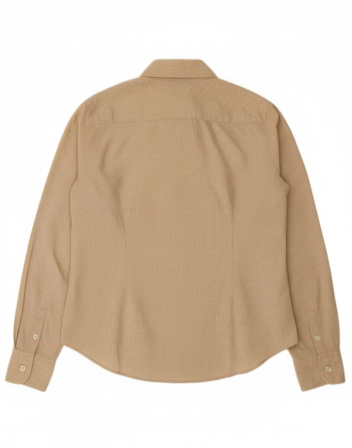 TOMMY HILFIGER Womens Shirt US 8 Medium Beige Check Cotton