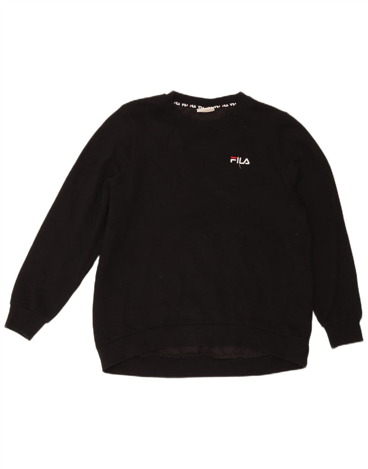 Fila Womens Sweatshirt Jumper UK 14 Large Black Cotton