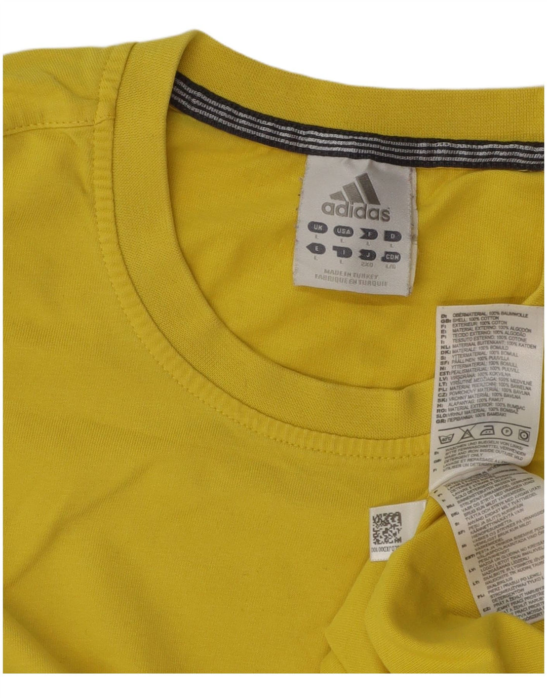 Adidas Mens T-Shirt Top Large Yellow Cotton