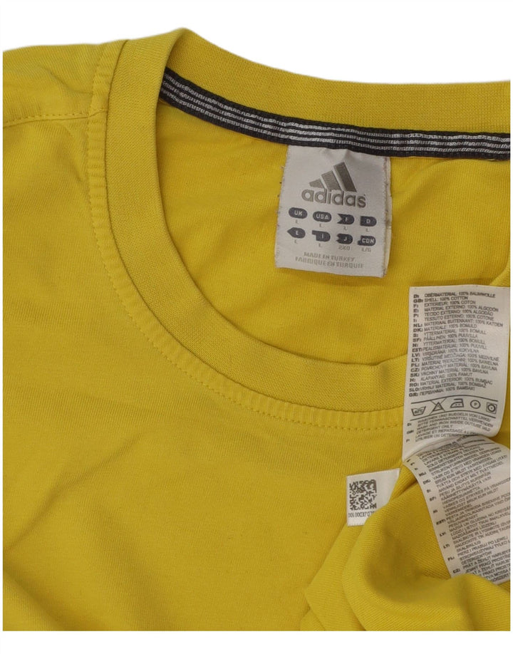 Adidas Mens T-Shirt Top Large Yellow Cotton