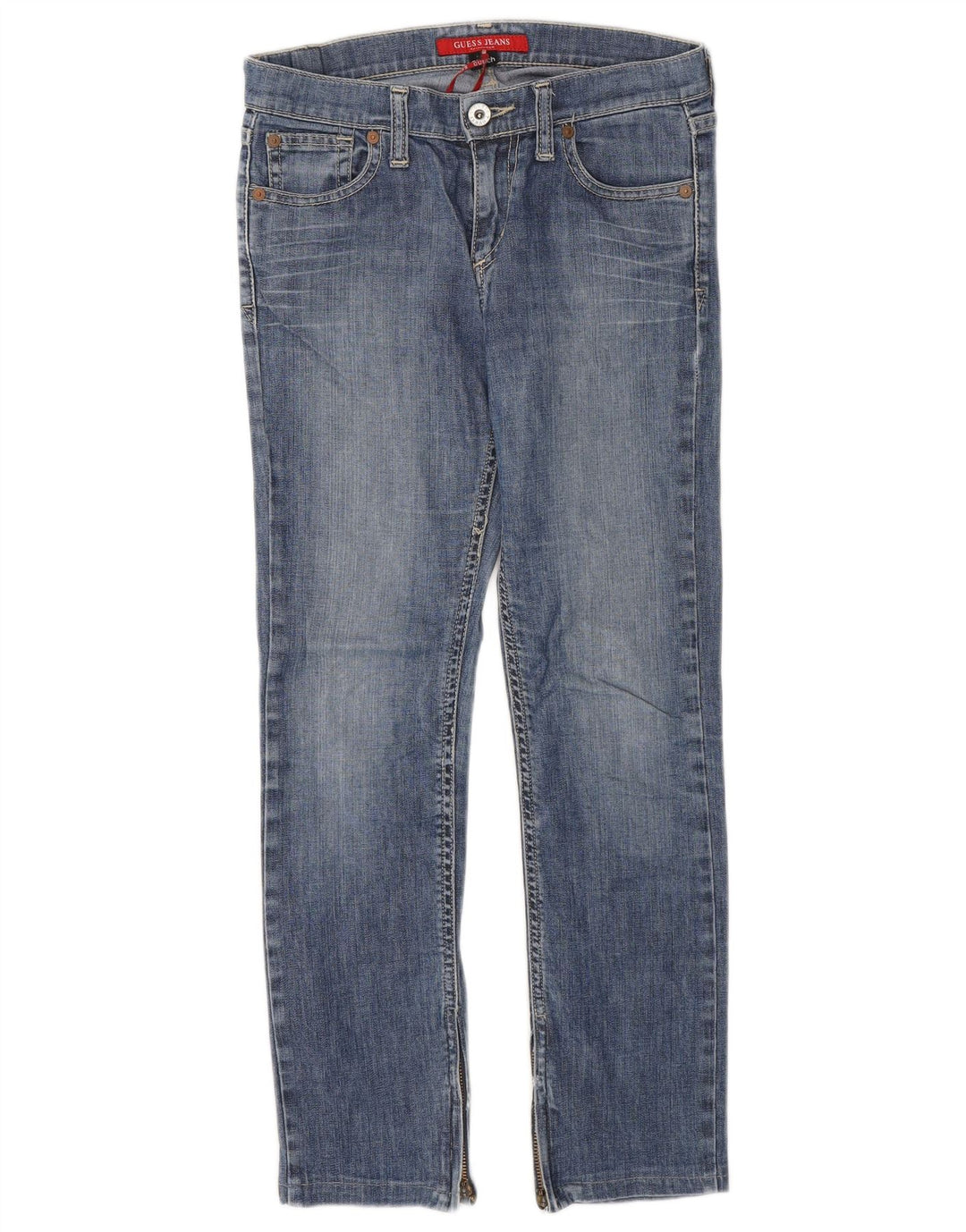 GUESS Womens Slim Jeans W24 L24 Blue Cotton