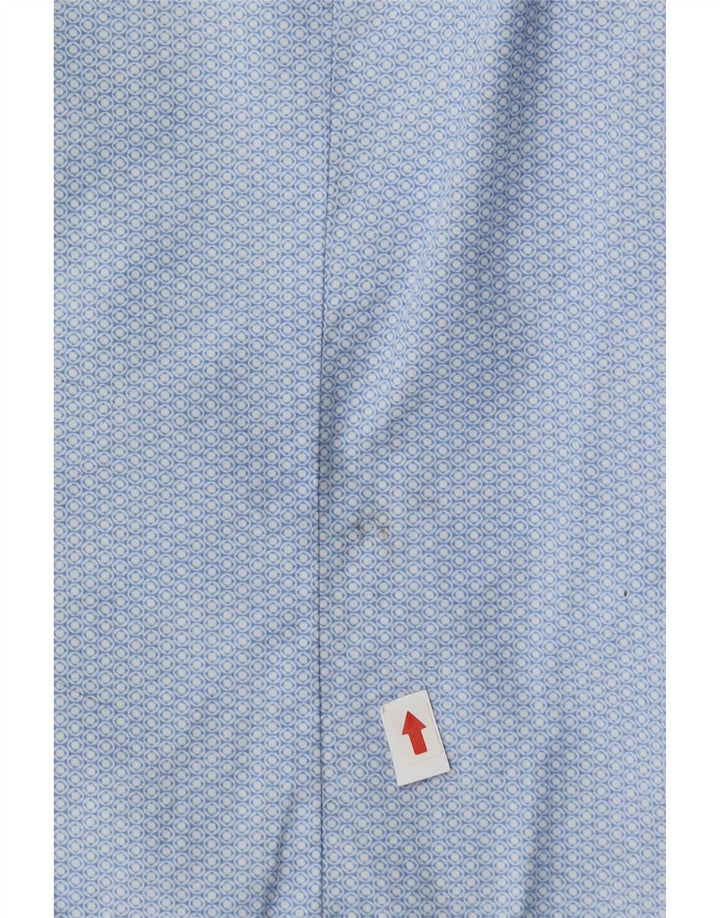 Massimo Dutti Mens Shirt Size 38 15 Medium Blue Geometric Cotton